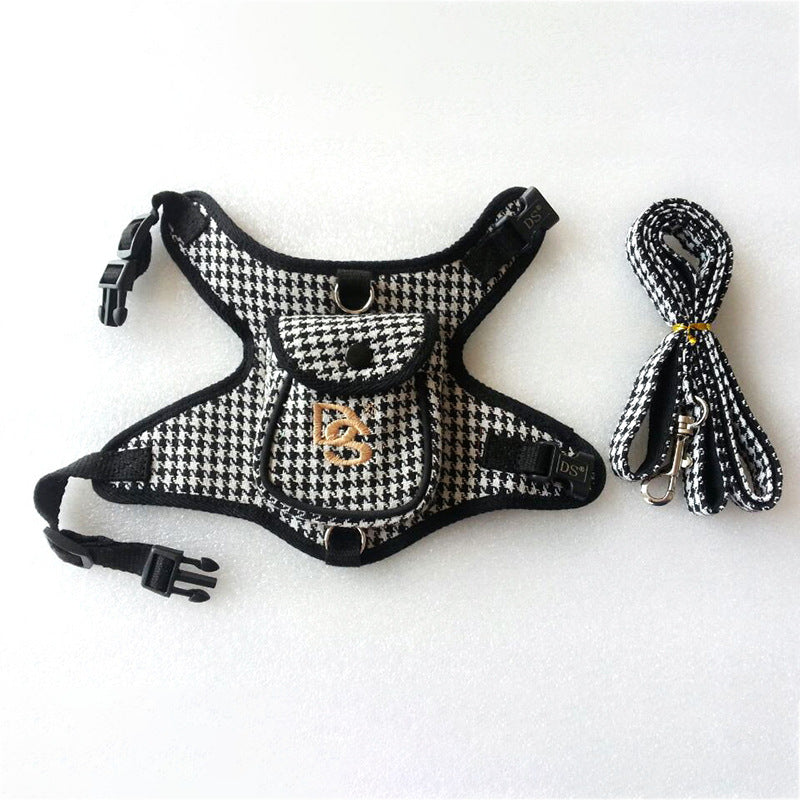 Dog Pet Vest Houndstooth cotton Suit black