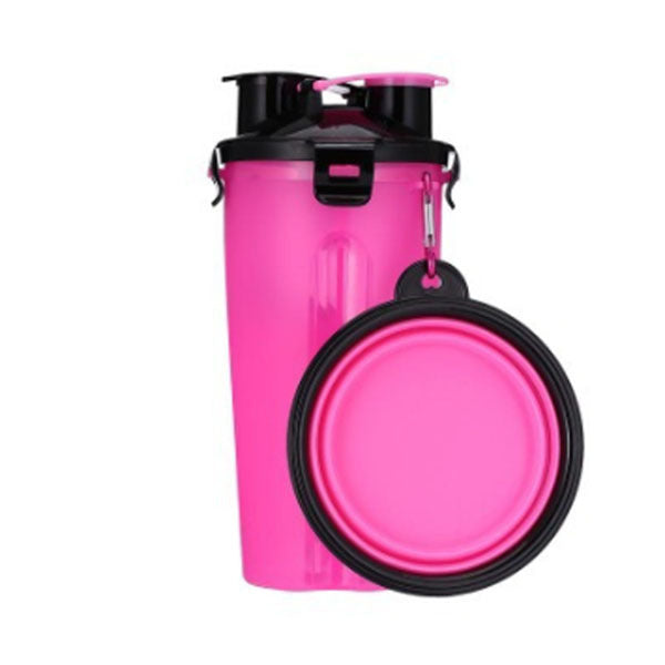 Water bottle with foldable bowl for pets