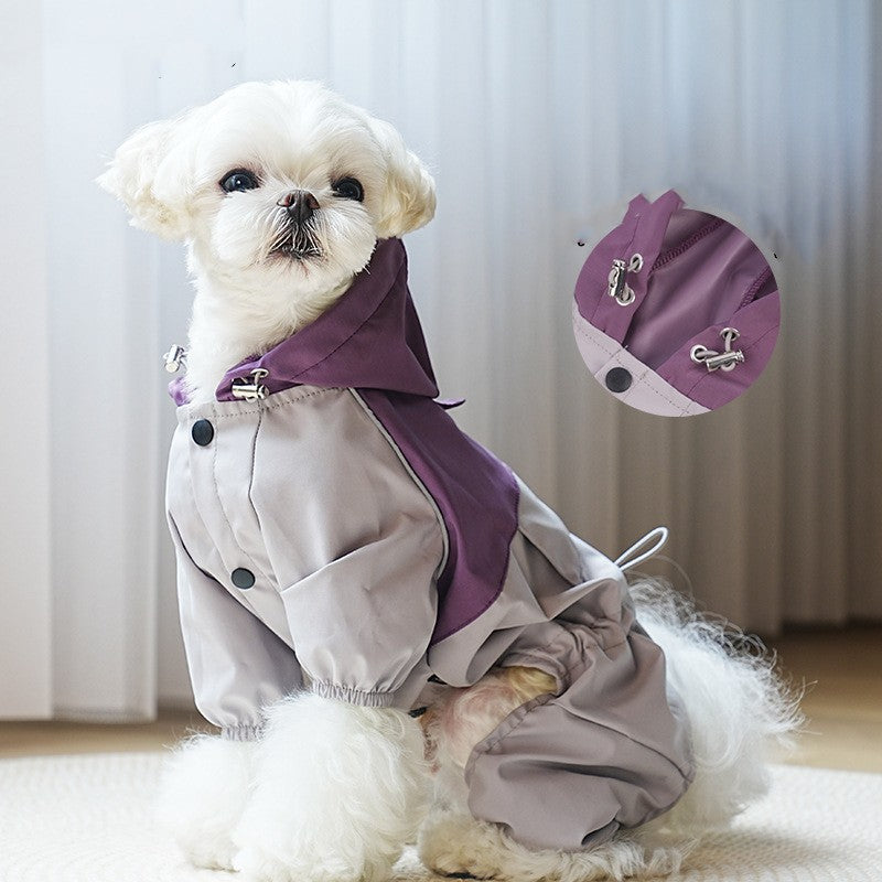 Pet Dog Rain Coat - purple grey, khaki, navy green