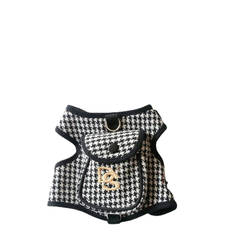 Dog Pet Vest Houndstooth cotton Suit black