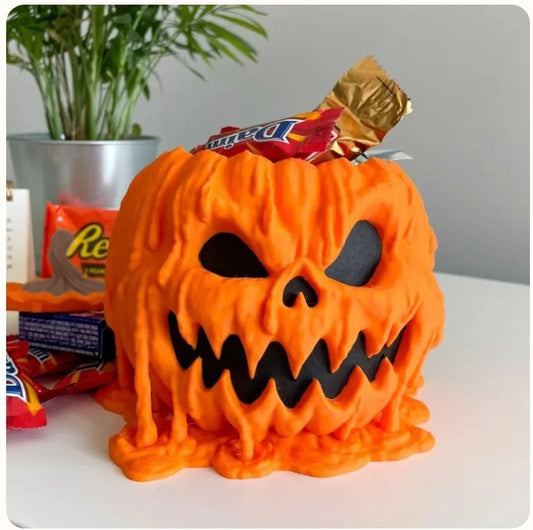 Melting Halloween Pumpkin Candy Bowl With Lid Reusable