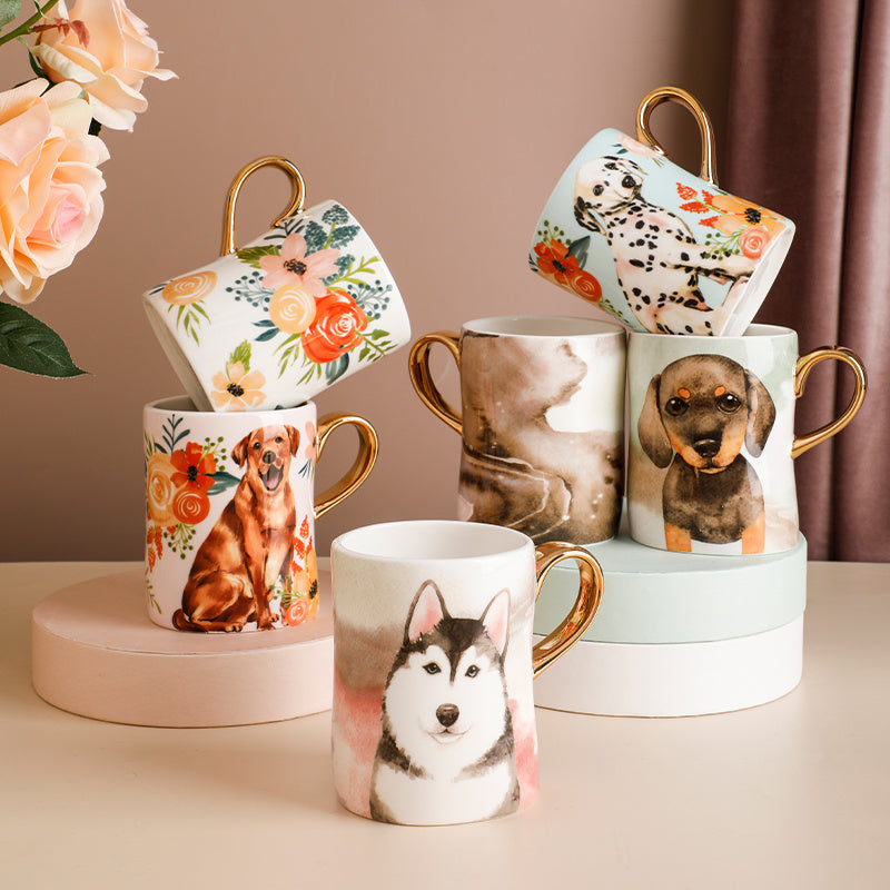 Custom design ceramic shaped dog mug