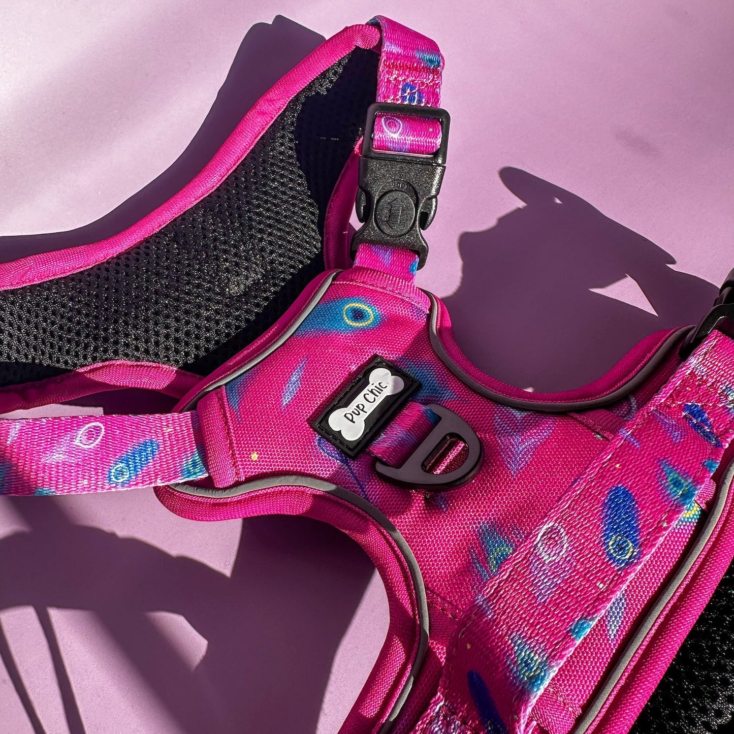Peacock Power No Pull Tactical Dog Harness – Pink Peacock Feather Print, Adjustable, Step-In (Small-XL)