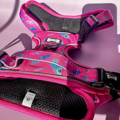 Peacock Power No Pull Tactical Dog Harness – Pink Peacock Feather Print, Adjustable, Step-In (Small-XL)