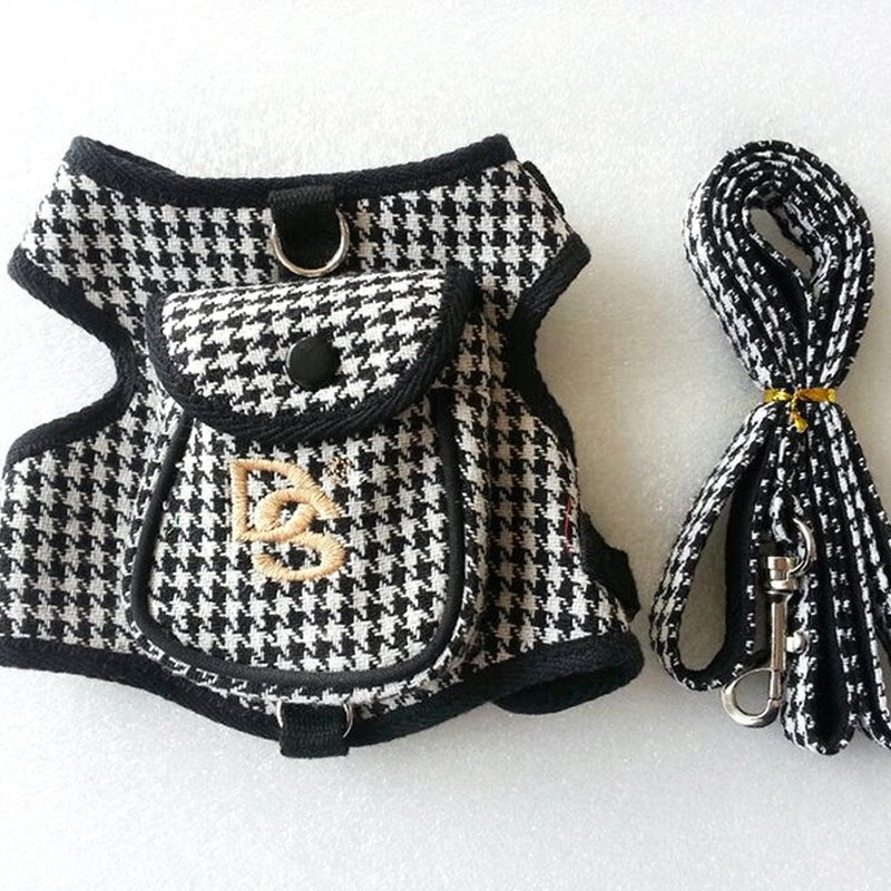 Dog Pet Vest Houndstooth cotton Suit black