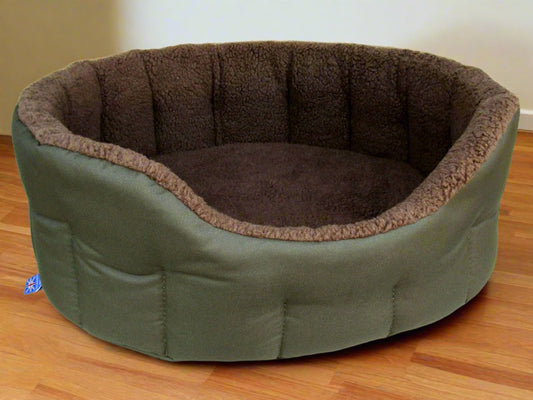Premium Oval Bolster Style Heavy Duty Fleece Lined Machine Washable Dog Bed