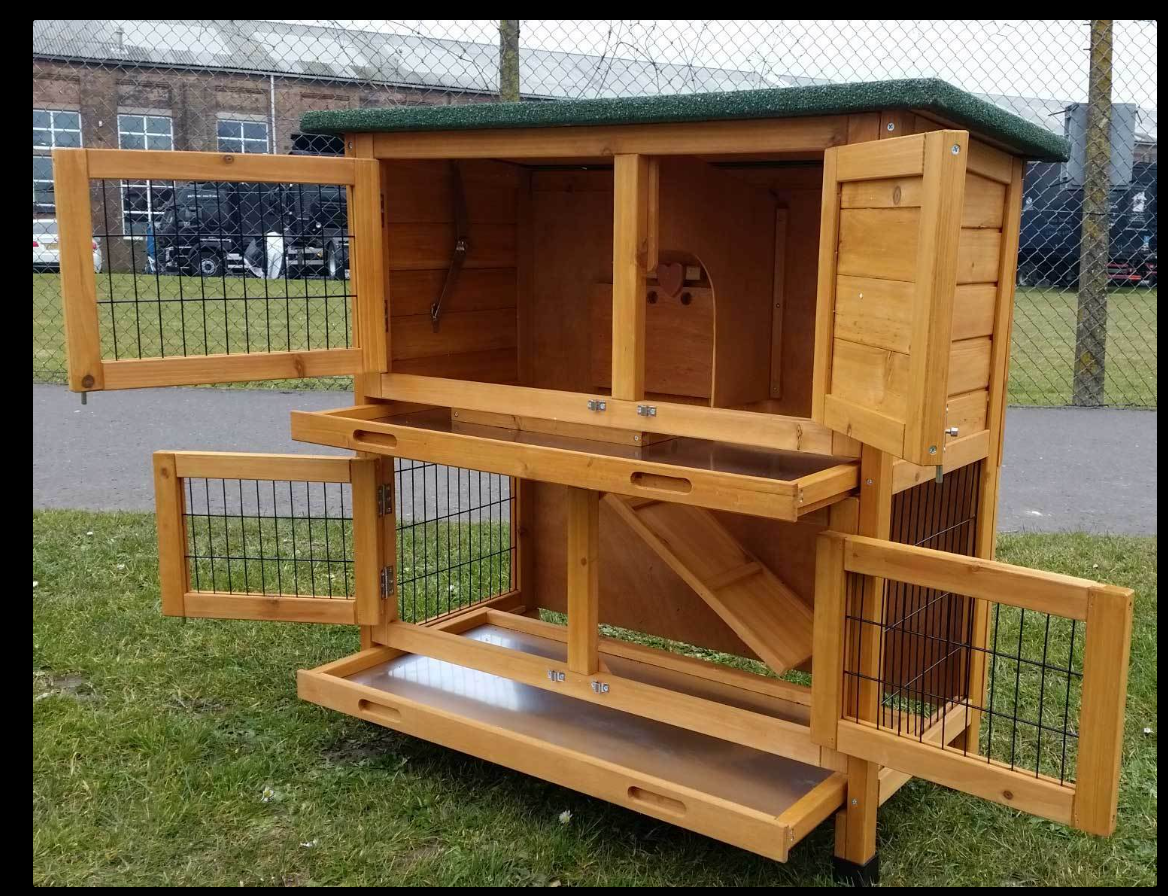 CLASSIC NATURAL 2 TIER RABBIT HUTCH