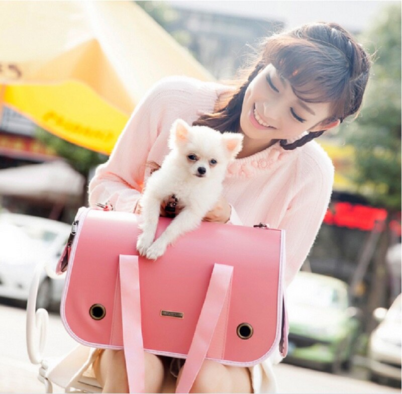 Leather straps comfort shoulder pet bag