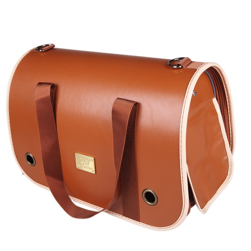 Leather straps comfort shoulder pet bag